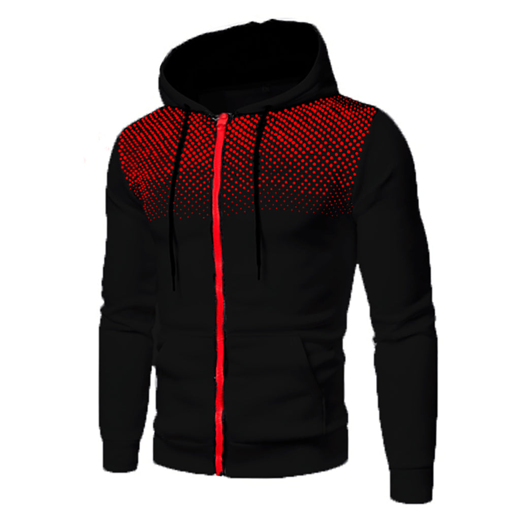 Men's Athletic Zip Hoodie with Colorful Dot Pattern