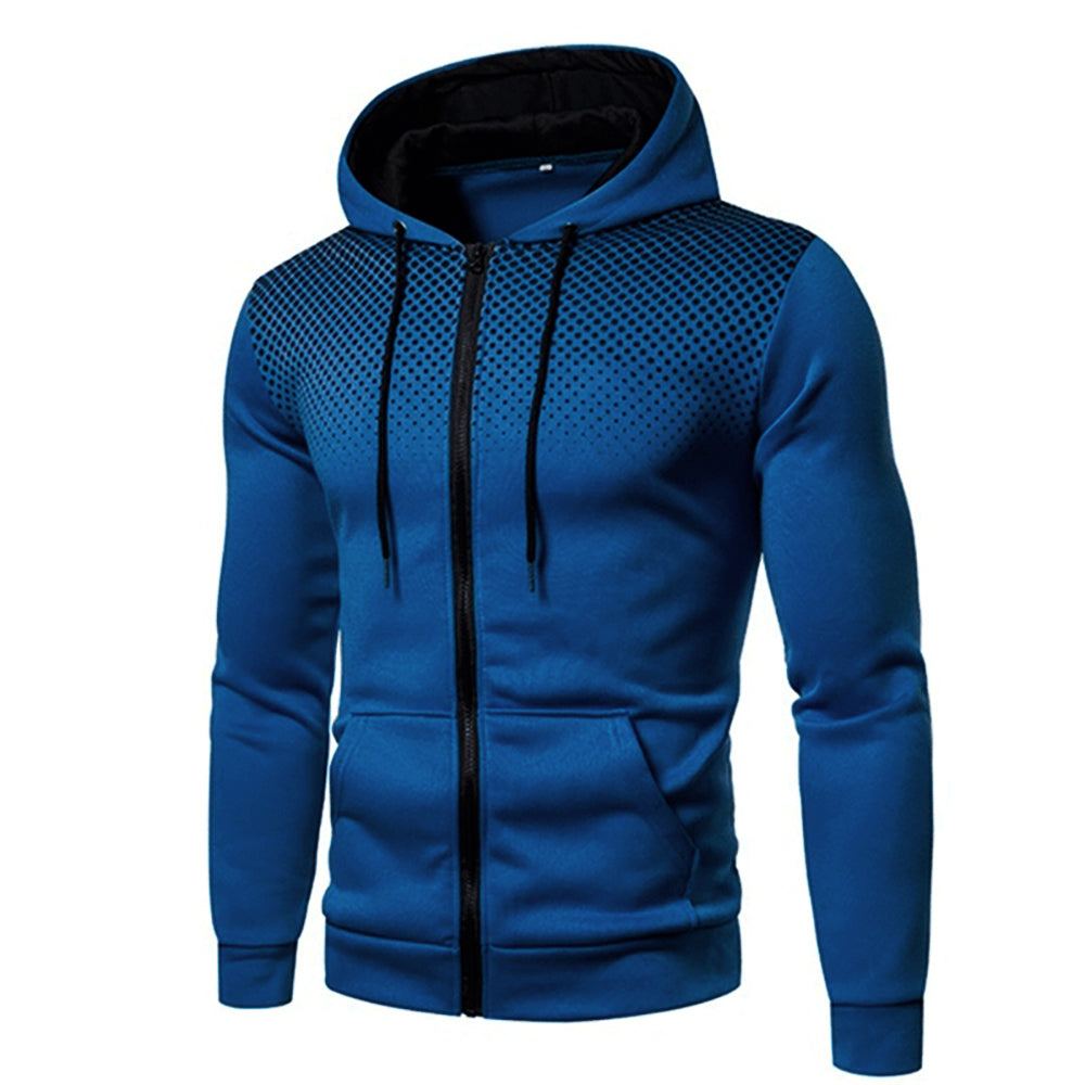 Men's Athletic Zip Hoodie with Colorful Dot Pattern