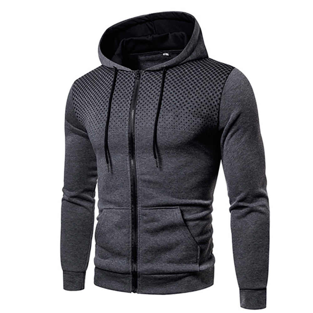 Men's Athletic Zip Hoodie with Colorful Dot Pattern