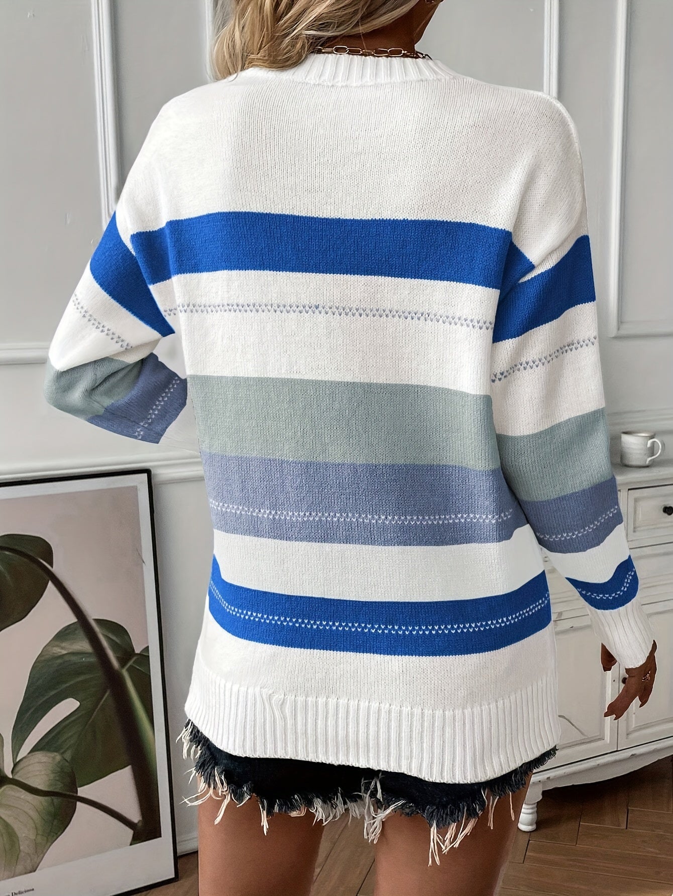 Trendy Colour Block Round Neck Sweater - Felicity