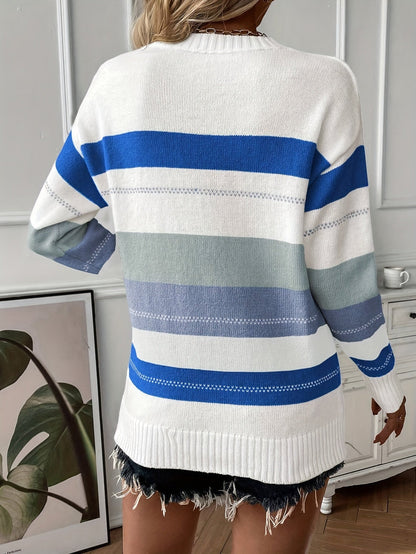 Trendy Colour Block Round Neck Sweater - Felicity