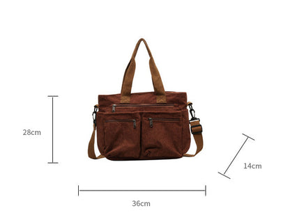 Trendy Corduroy Shoulder Bag - VelvetVogue