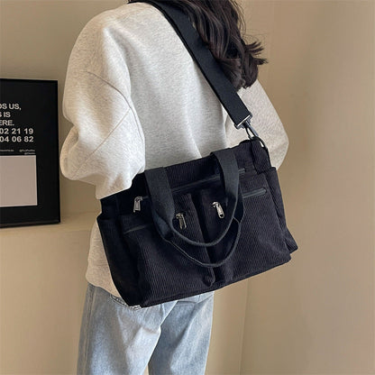 Trendy Corduroy Shoulder Bag - VelvetVogue