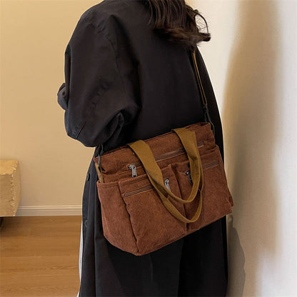Trendy Corduroy Shoulder Bag - VelvetVogue