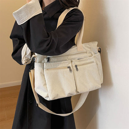 Trendy Corduroy Shoulder Bag - VelvetVogue