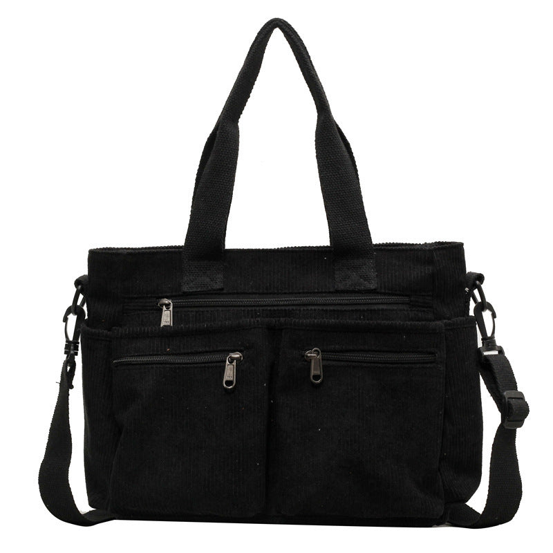 Trendy Corduroy Shoulder Bag - VelvetVogue