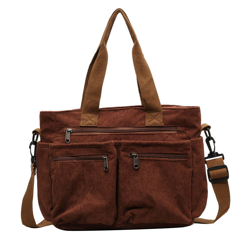 Trendy Corduroy Shoulder Bag - VelvetVogue