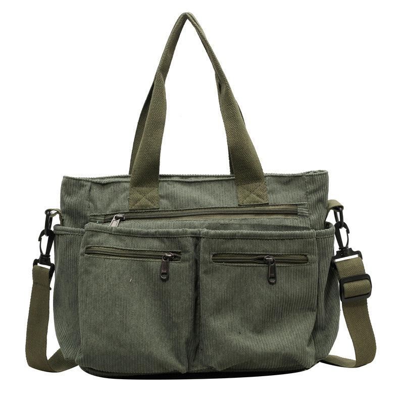 Trendy Corduroy Shoulder Bag - VelvetVogue