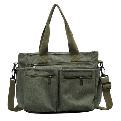 Trendy Corduroy Shoulder Bag - VelvetVogue