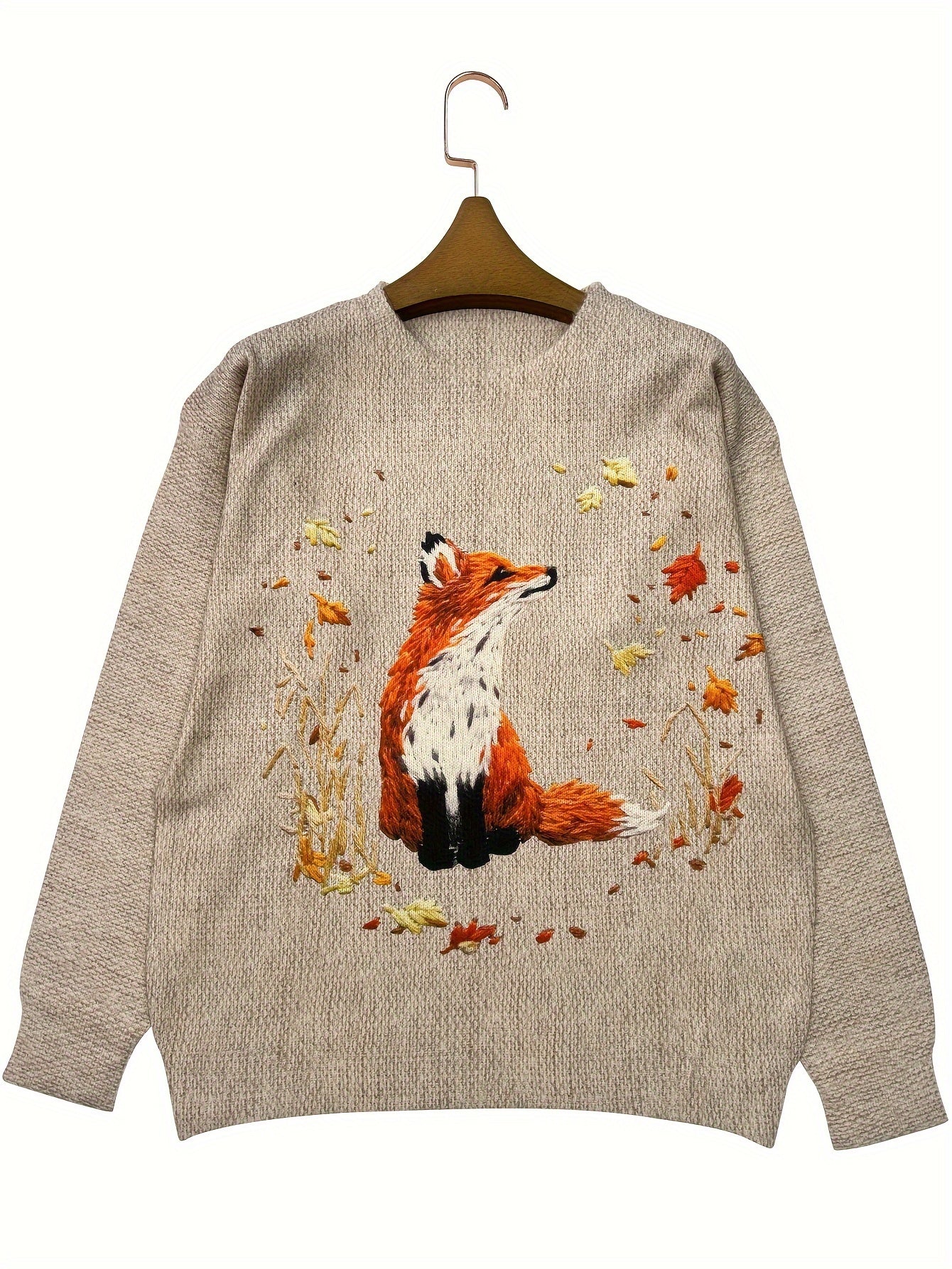 Trendy Fox Print Sweater - Elisanne