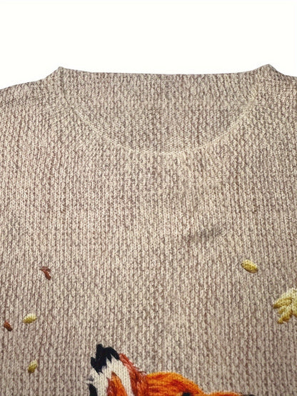 Trendy Fox Print Sweater - Elisanne