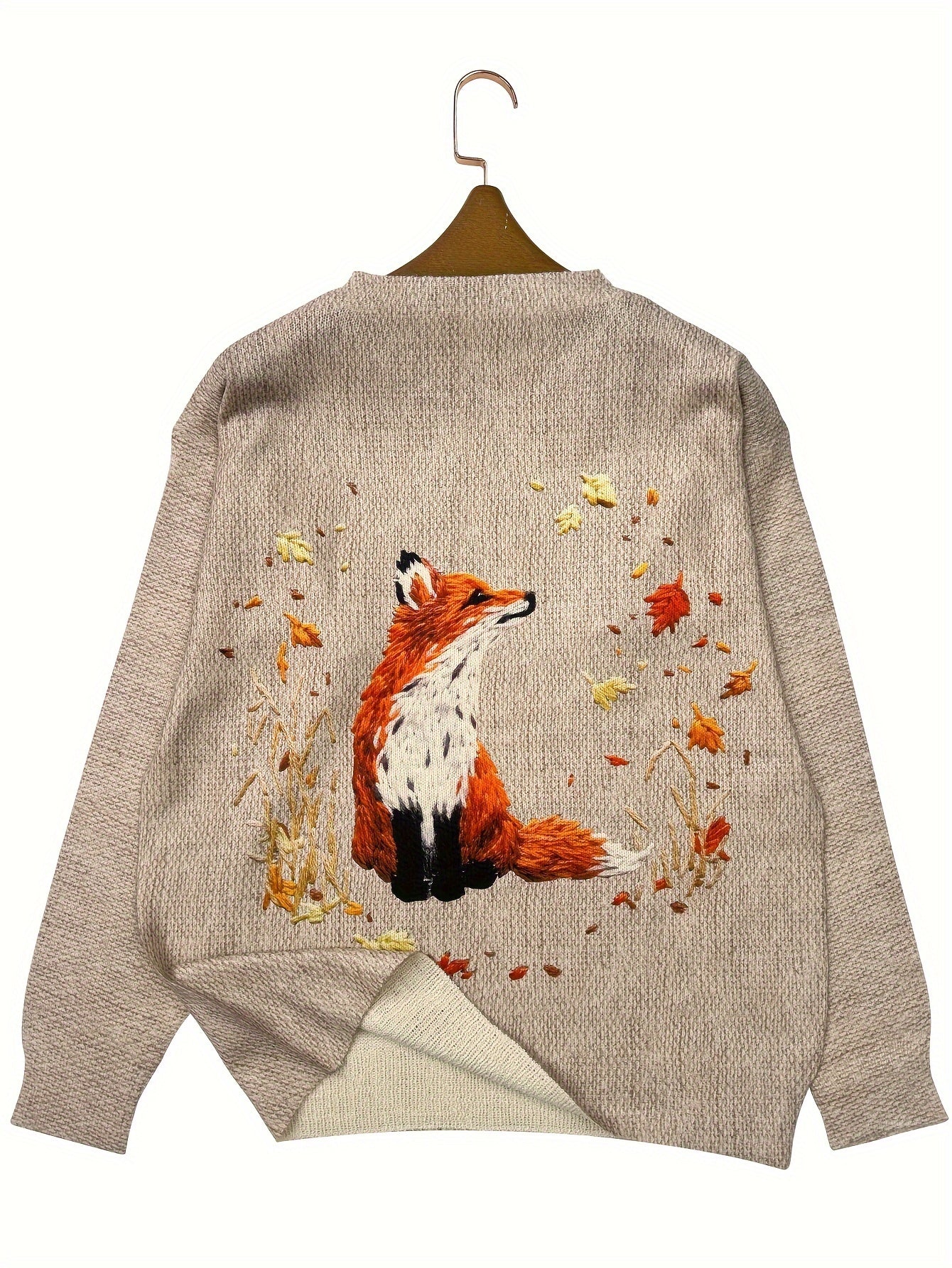 Trendy Fox Print Sweater - Elisanne
