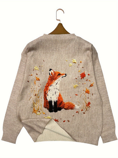Trendy Fox Print Sweater - Elisanne
