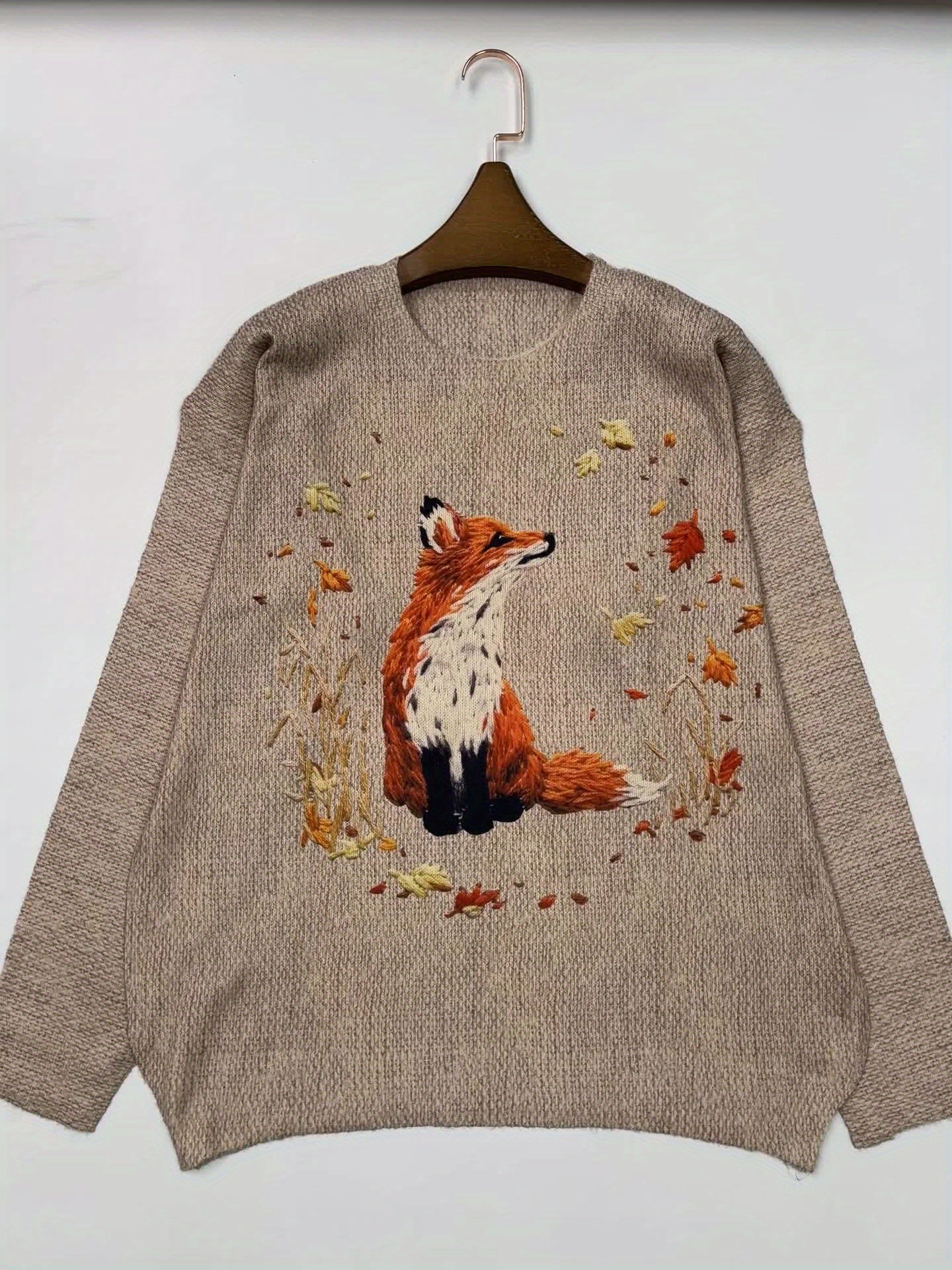 Trendy Fox Print Sweater - Elisanne