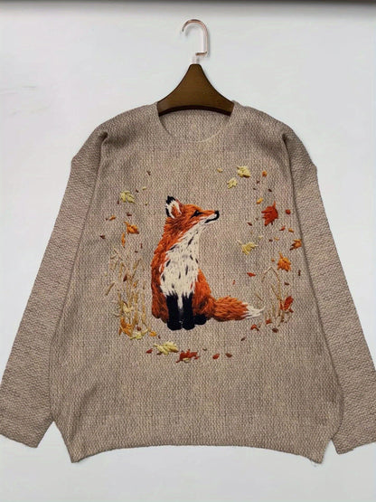 Trendy Fox Print Sweater - Elisanne