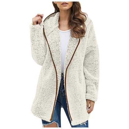 Trendy Long Fleece Jacket for Women - Luna