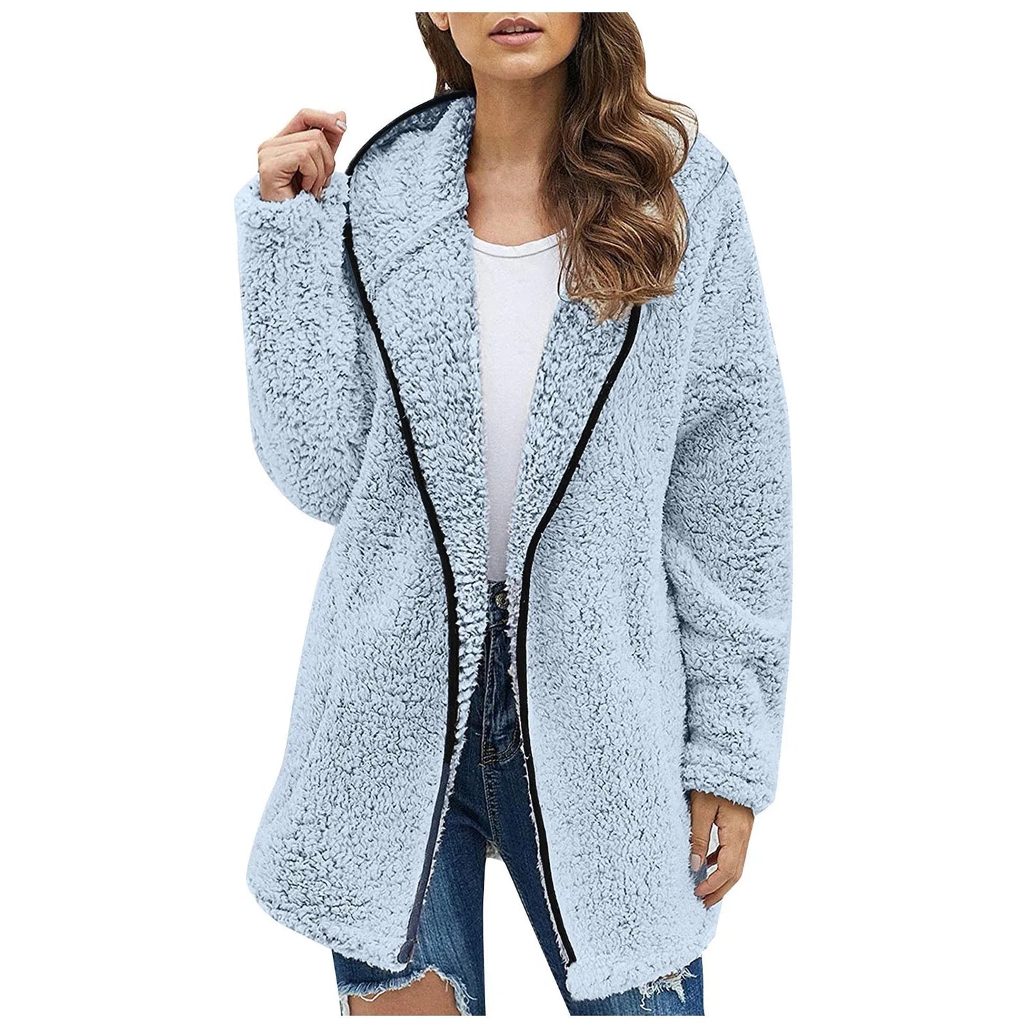 Trendy Long Fleece Jacket for Women - Luna