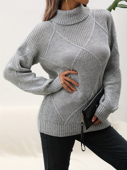 Trendy Plain Turtleneck Jumper - Selena