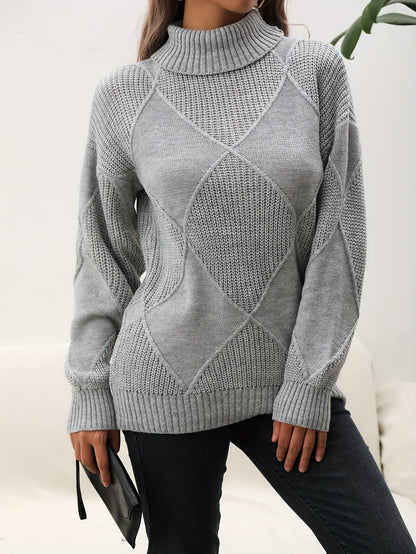 Trendy Plain Turtleneck Jumper - Selena