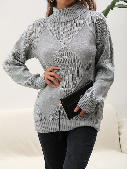Trendy Plain Turtleneck Jumper - Selena
