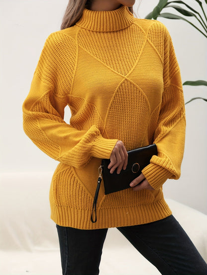 Trendy Plain Turtleneck Jumper - Selena
