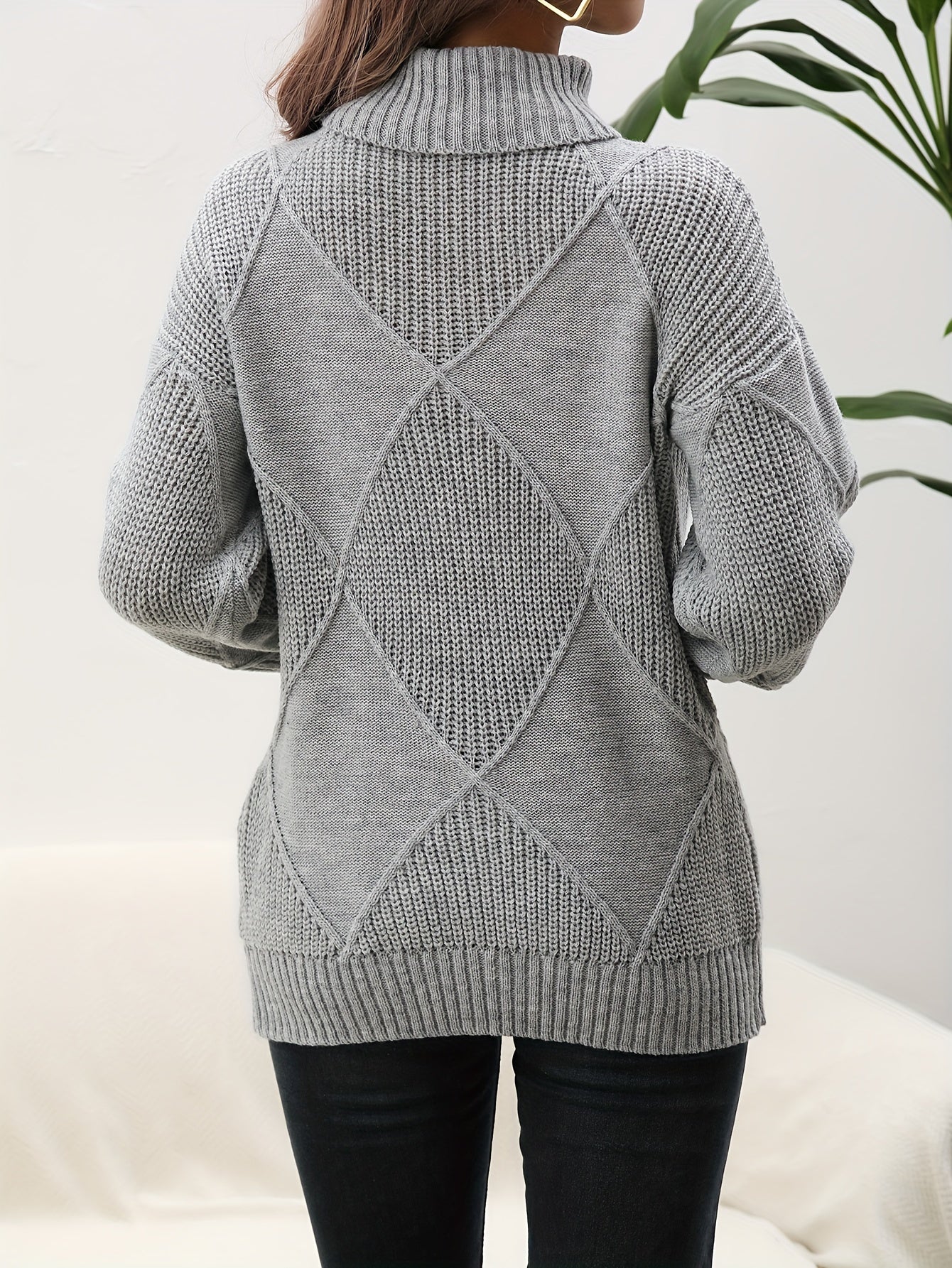 Trendy Plain Turtleneck Jumper - Selena