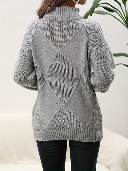 Trendy Plain Turtleneck Jumper - Selena