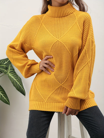 Trendy Plain Turtleneck Jumper - Selena