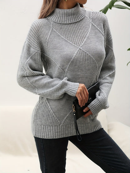 Trendy Plain Turtleneck Jumper - Selena