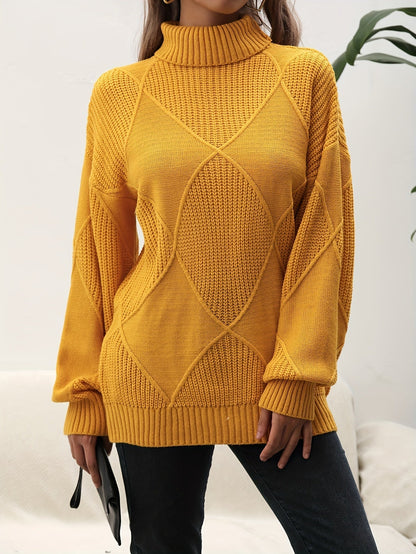 Trendy Plain Turtleneck Jumper - Selena