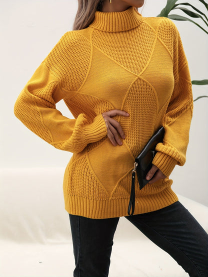 Trendy Plain Turtleneck Jumper - Selena