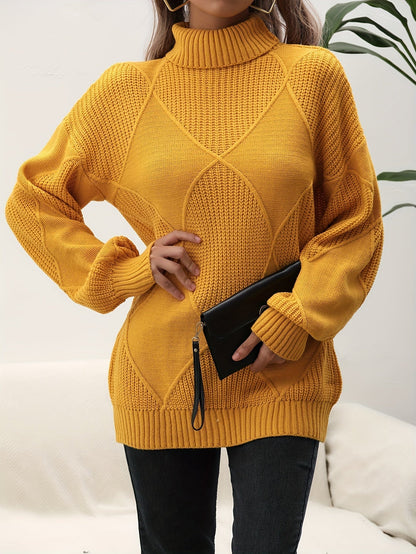 Trendy Plain Turtleneck Jumper - Selena