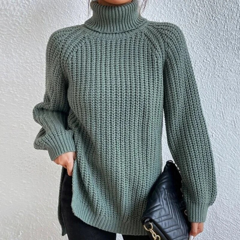 Trendy Women's Knitted Turtleneck Sweater - Esmée