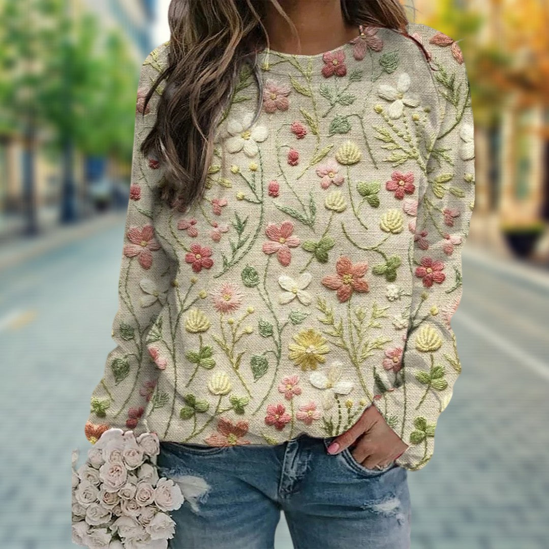 Trendy Women's Sweater with Floral Print - Ava