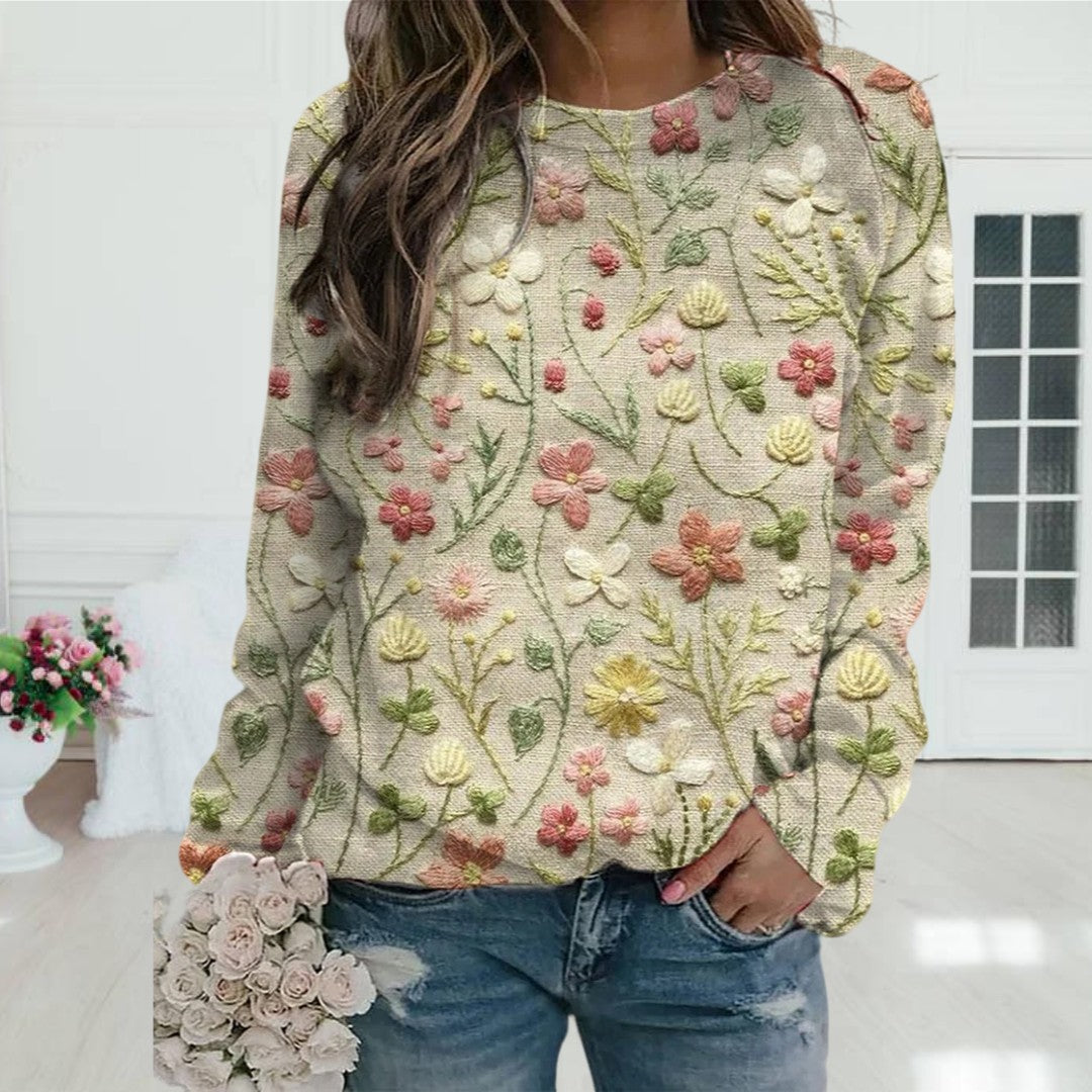 Trendy Women's Sweater with Floral Print - Ava