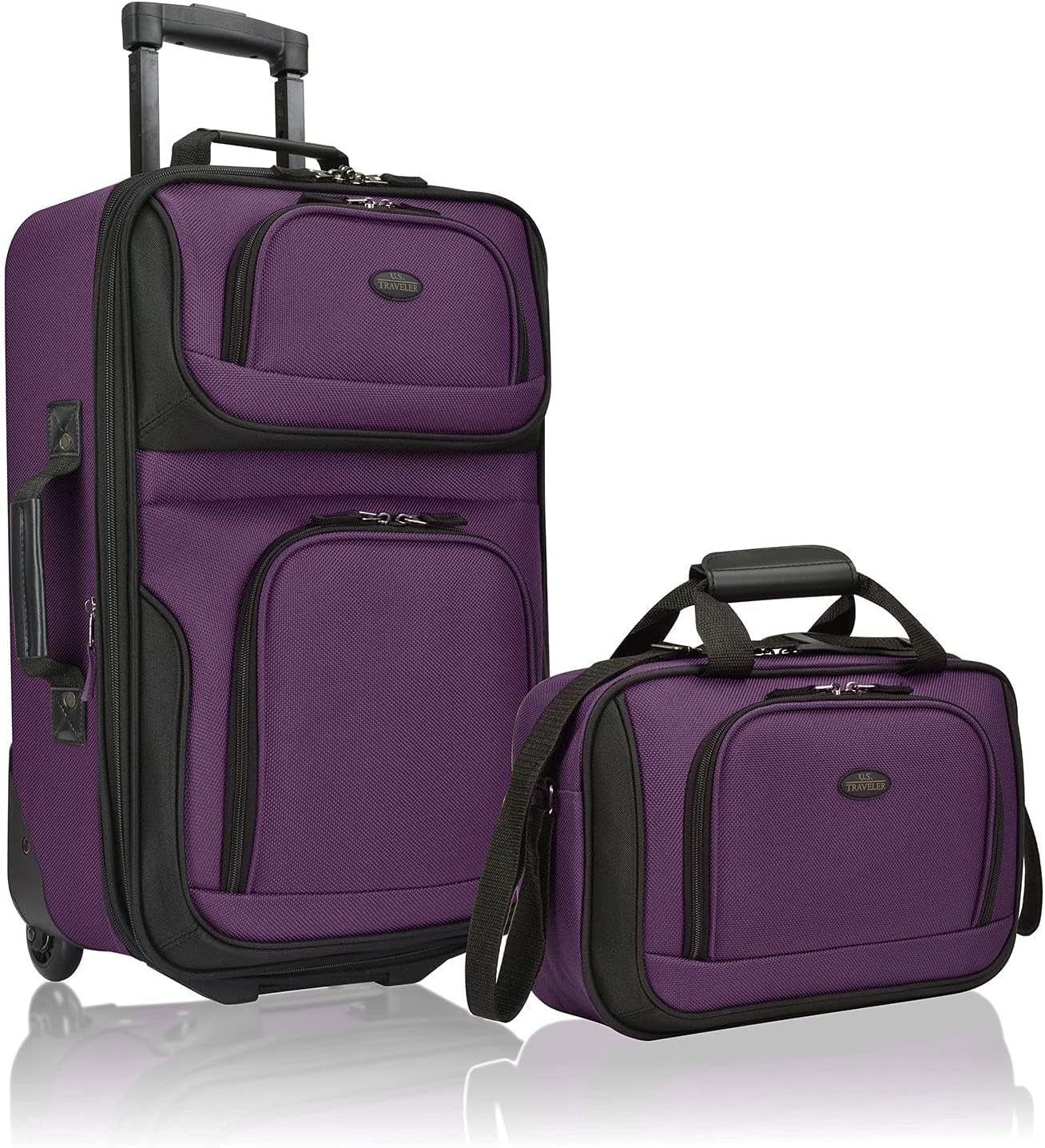2-Piece Softside Carry-On Luggage Set with Expandable Design and Skate Wheels