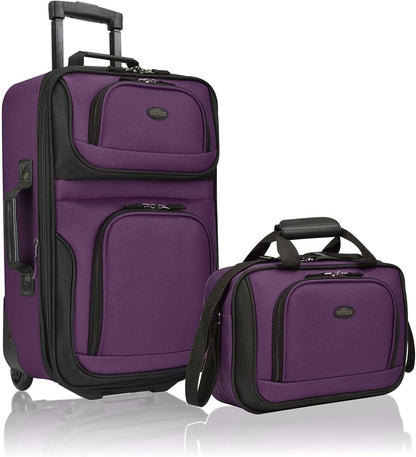 2-Piece Softside Carry-On Luggage Set with Expandable Design and Skate Wheels