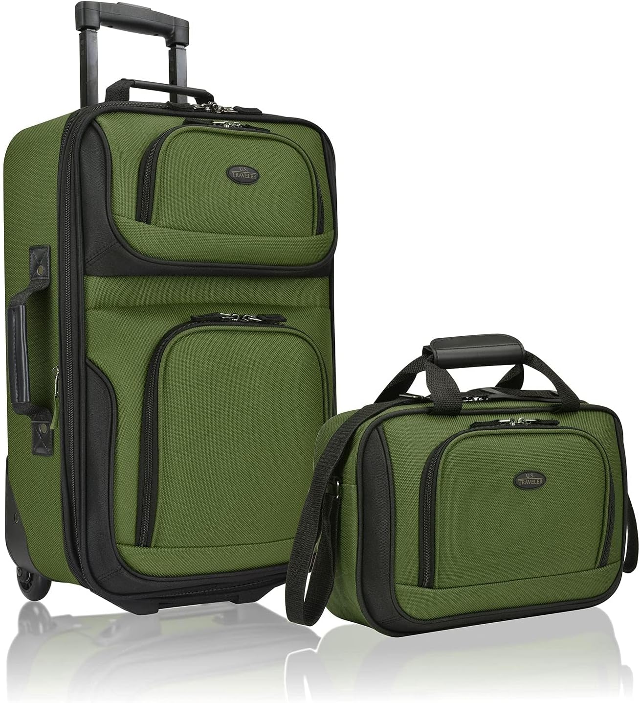 2-Piece Softside Carry-On Luggage Set with Expandable Design and Skate Wheels