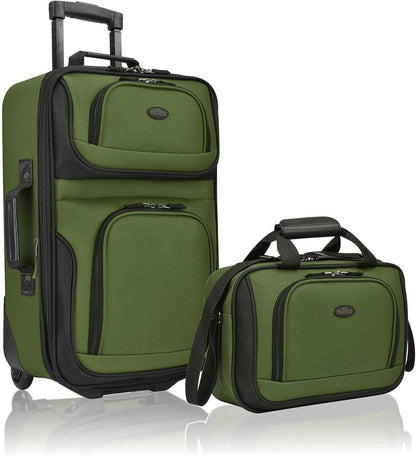 2-Piece Softside Carry-On Luggage Set with Expandable Design and Skate Wheels
