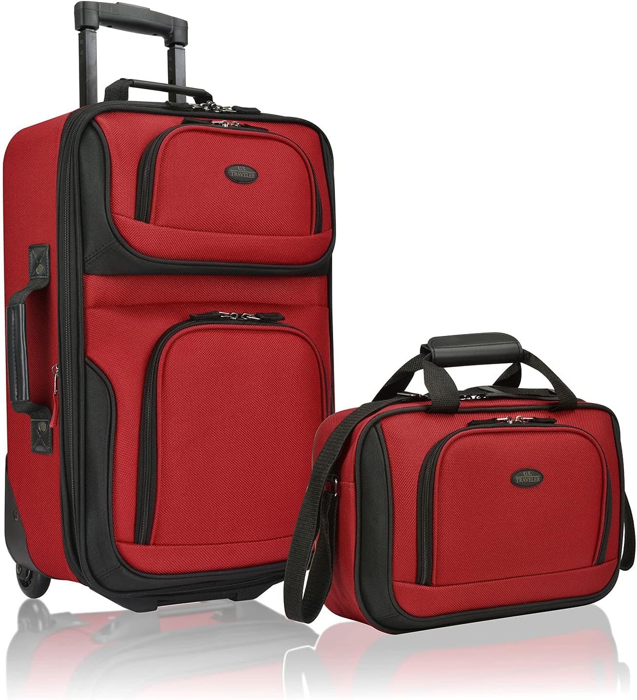 2-Piece Softside Carry-On Luggage Set with Expandable Design and Skate Wheels