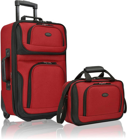 2-Piece Softside Carry-On Luggage Set with Expandable Design and Skate Wheels