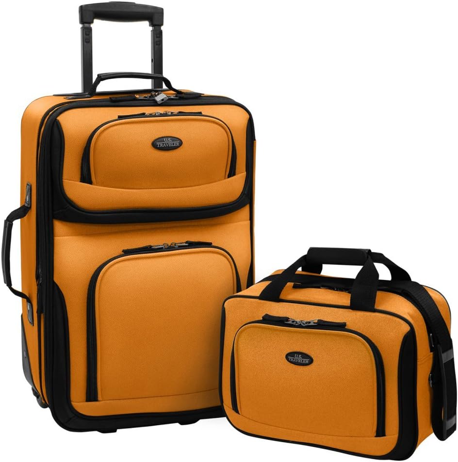 2-Piece Softside Carry-On Luggage Set with Expandable Design and Skate Wheels