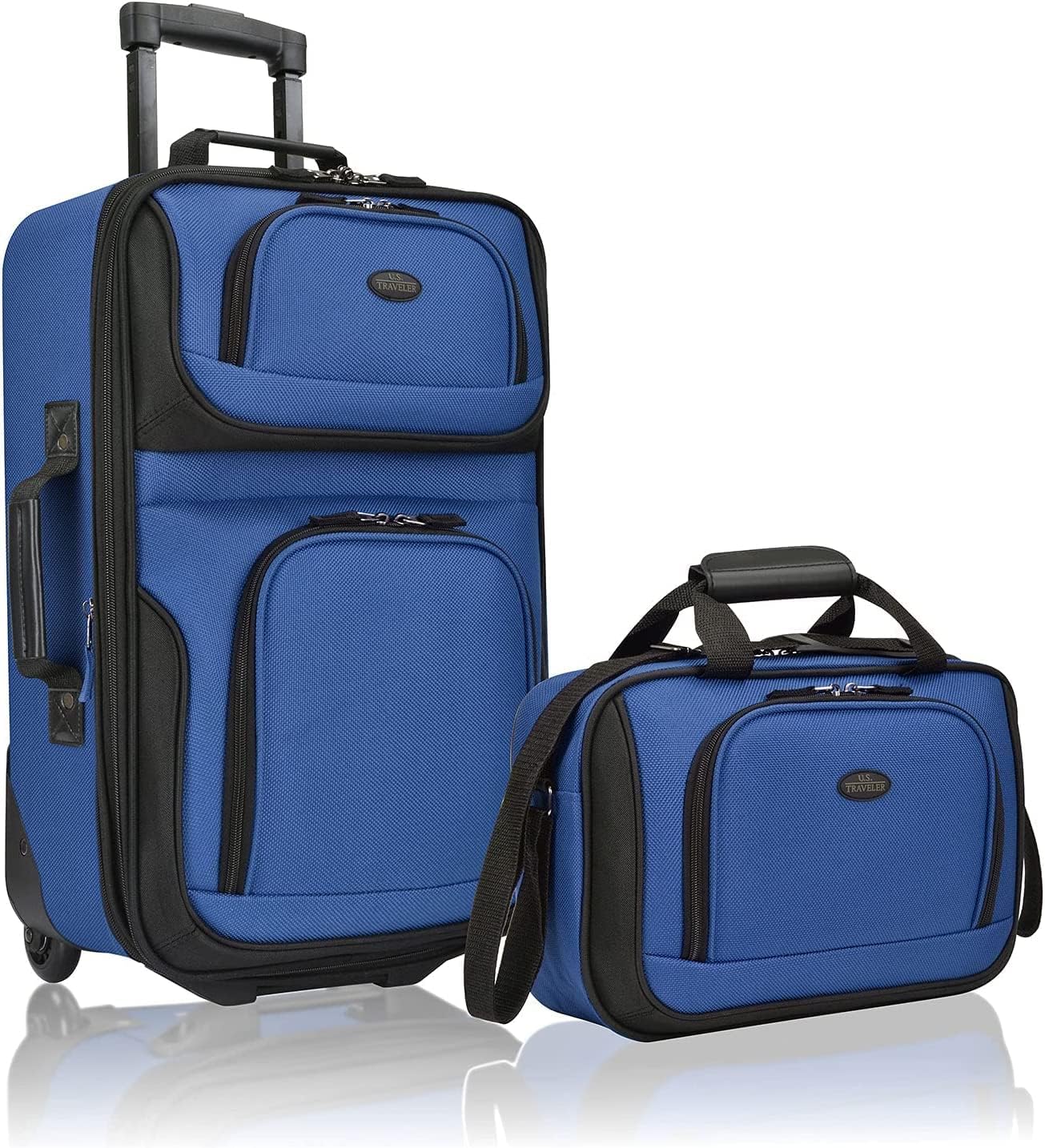 2-Piece Softside Carry-On Luggage Set with Expandable Design and Skate Wheels