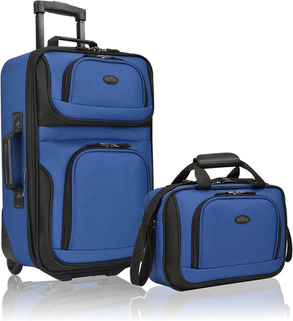 2-Piece Softside Carry-On Luggage Set with Expandable Design and Skate Wheels