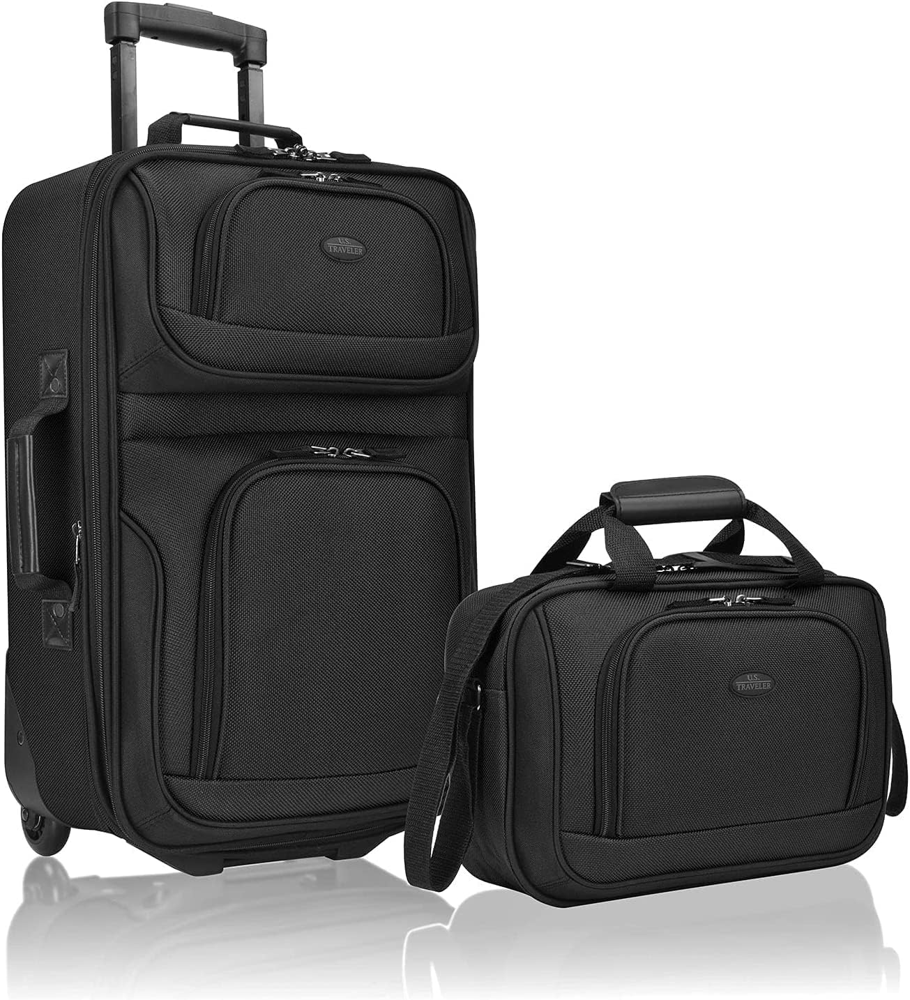 2-Piece Softside Carry-On Luggage Set with Expandable Design and Skate Wheels
