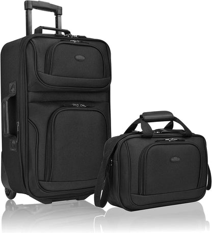 2-Piece Softside Carry-On Luggage Set with Expandable Design and Skate Wheels