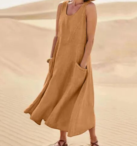 Stylish Ladies Summer Casual Dress with Pockets