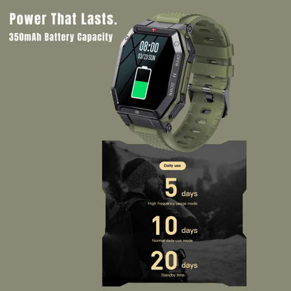 Rugged Military Smartwatch – 20+ Sport Modes, HD Display, 10-Day Battery