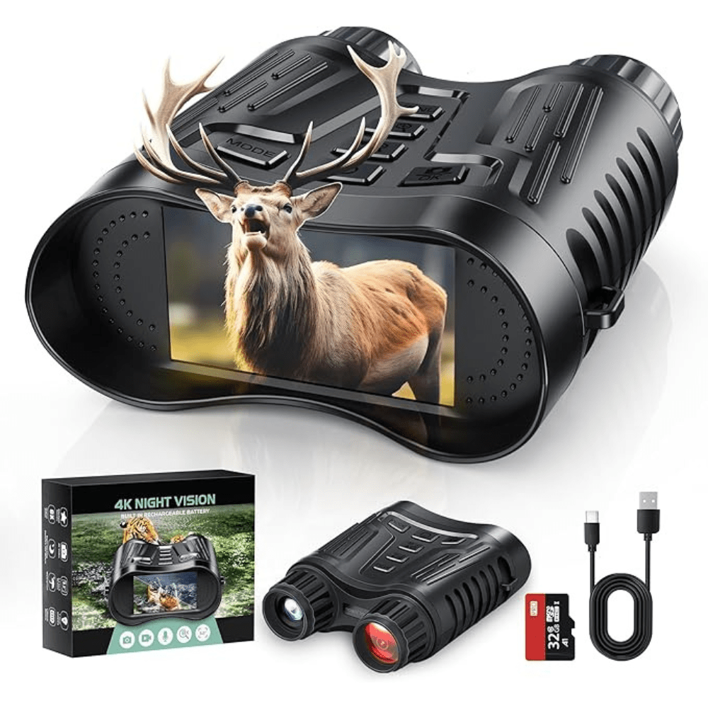 Night Vision Binoculars 8x Zoom 4K Video 3.2 Inch Screen - BritishElegance