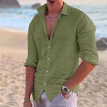 Zander | Men’s Linen Shirt – Cotton-Linen Blend Casual Summer Button-Down
